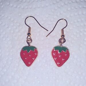 NEW Strawberry Field Dangle Earrings stainless earwires Feminine Dainty Cute NWT